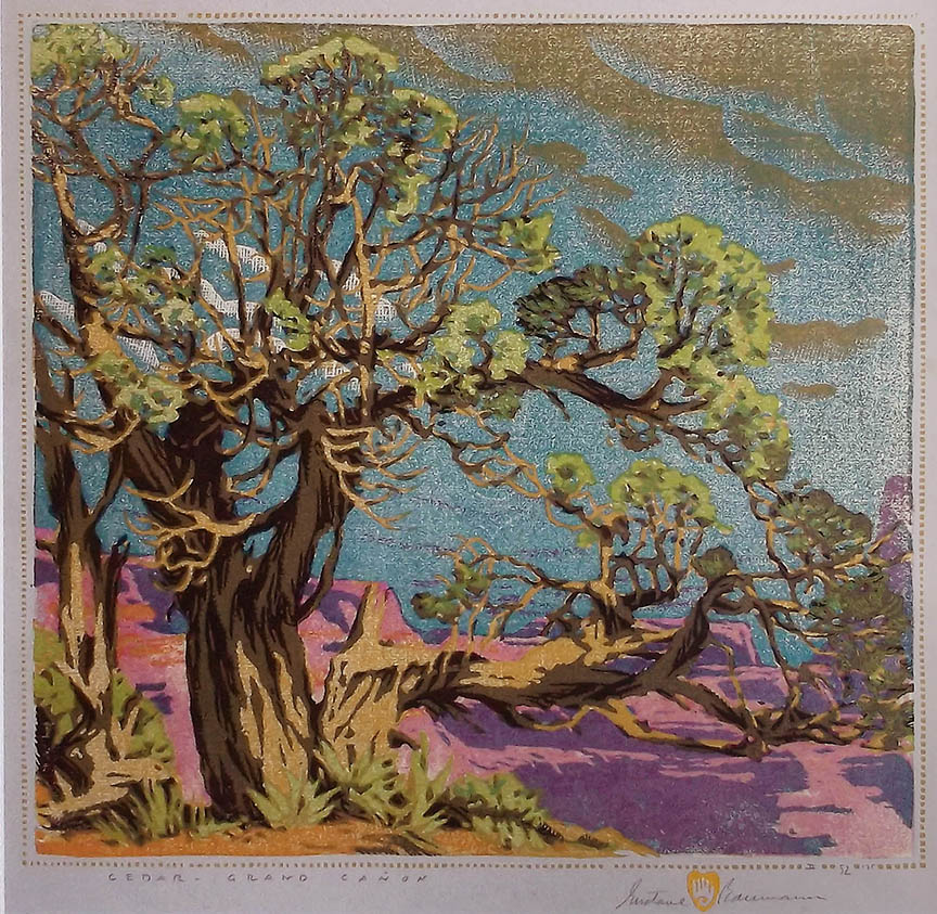 Gustave Baumann Woodblock Print - Cedar Grand Canyon